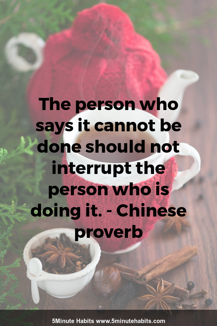 The person who says it cannot be done should not interrupt the person who is doing it. - Chinese proverb